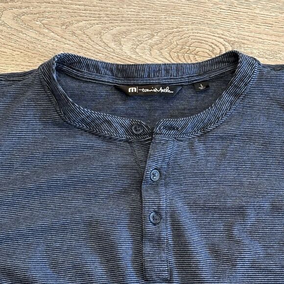 Travis Mathew Other - Travis Mathew Shirt Mens Large Long Sleeve Blue Striped Henley T-Shirt Casual
